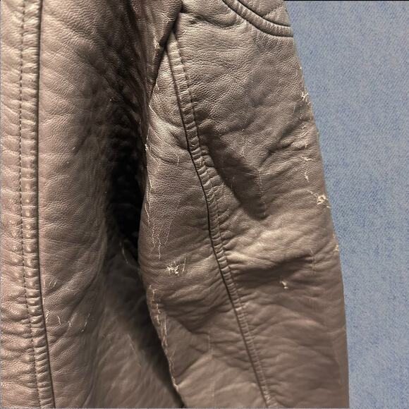 Calvin Klein Women’s Black Faux Leather Moto Jacket – Size Large - Picture 3 of 8